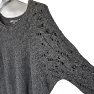 vince Camel and Merino Wool Tunic Legnth Fuzzy Knit Sweater Grey Medium